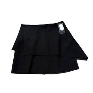 Piombo Black Asymmetric Layered Mini Skirt Size EUR 42 / US 10
